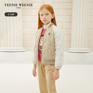 TeenieWeenieKids小熊童装24秋冬女童撞色棒球羽绒服TKJD244T56B