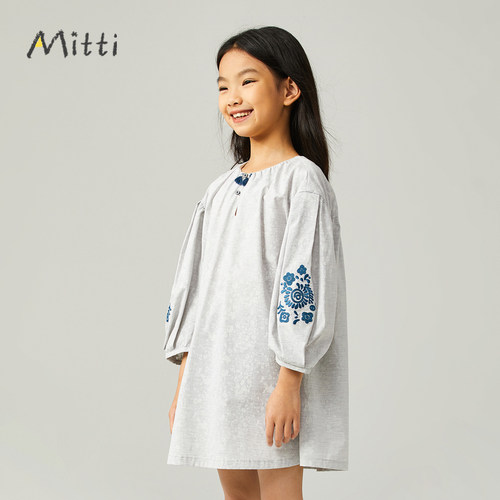 MITTI童装2023年新款女童春印花连衣裙MX3101810