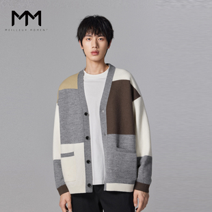 MM麦檬男装 针织衫开衫外套男几何9E9130281