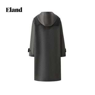 Eland毛呢外套女宽松连帽大衣2025秋季新款