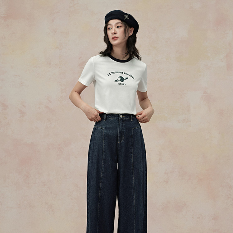 pit女士复古简约牛仔裤106D430194