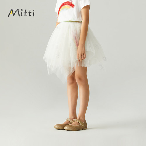 MITTI童装儿童女童春夏季白色网纱裙子半身裙腰裙ML3101709