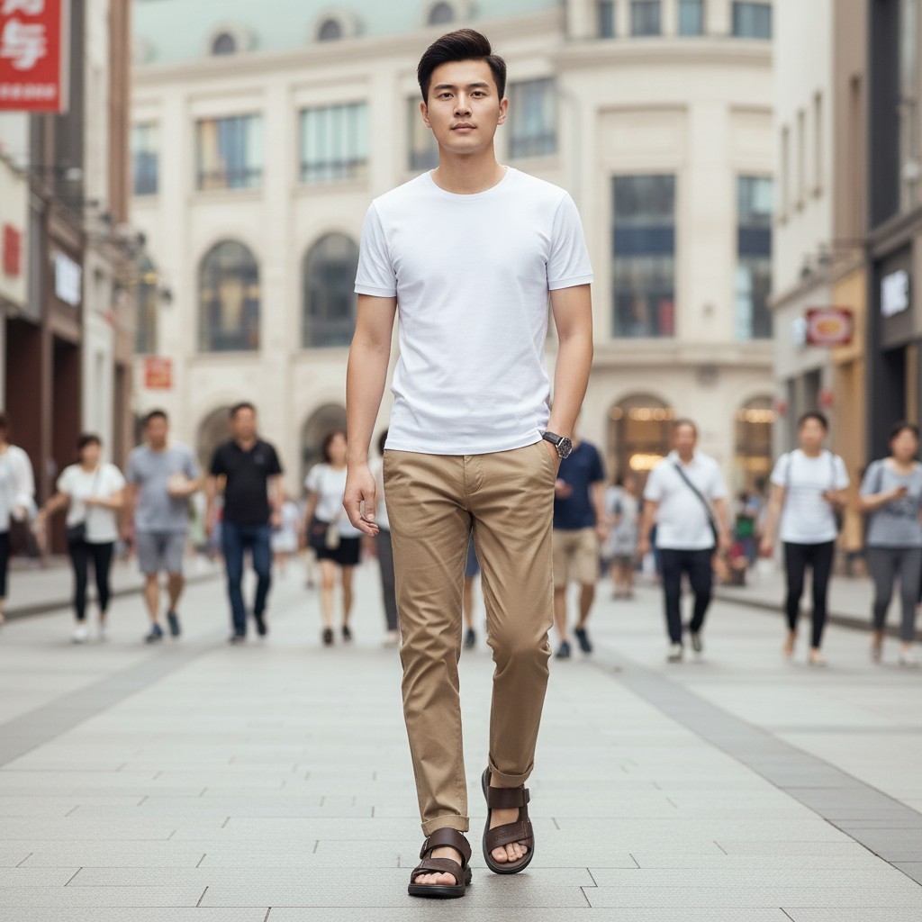 百丽百丽夏季男士真皮休闲透气软底凉鞋9BN01
