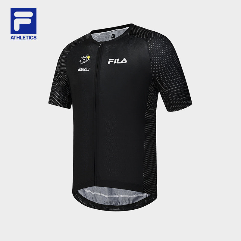 FILA 斐乐官方男士针织上衣2025秋季运动修身短袖外套A11M538503F