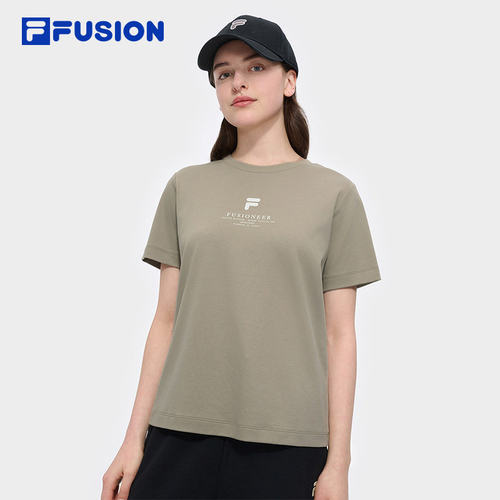 FILA FUSION斐乐女士运动短袖2025夏季休闲纯棉T恤T11W525101B