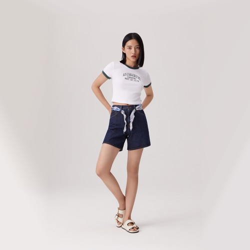 Levi's李维斯 女士高腰直筒牛仔短裤A9311-0006