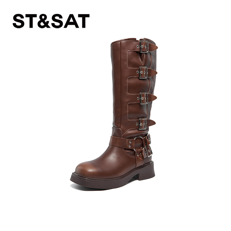 星期六西部牛仔靴复古厚底长筒摩登辣妹女靴SSC4117448,女鞋,西部靴,淘宝优惠券,粉丝福利购,淘宝优惠卷