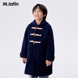 马拉丁外套冬男大童温暖学院风牛角扣大衣