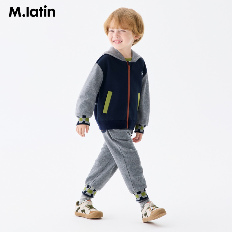 马拉丁儿童外套男小童柔软连帽针织开衫