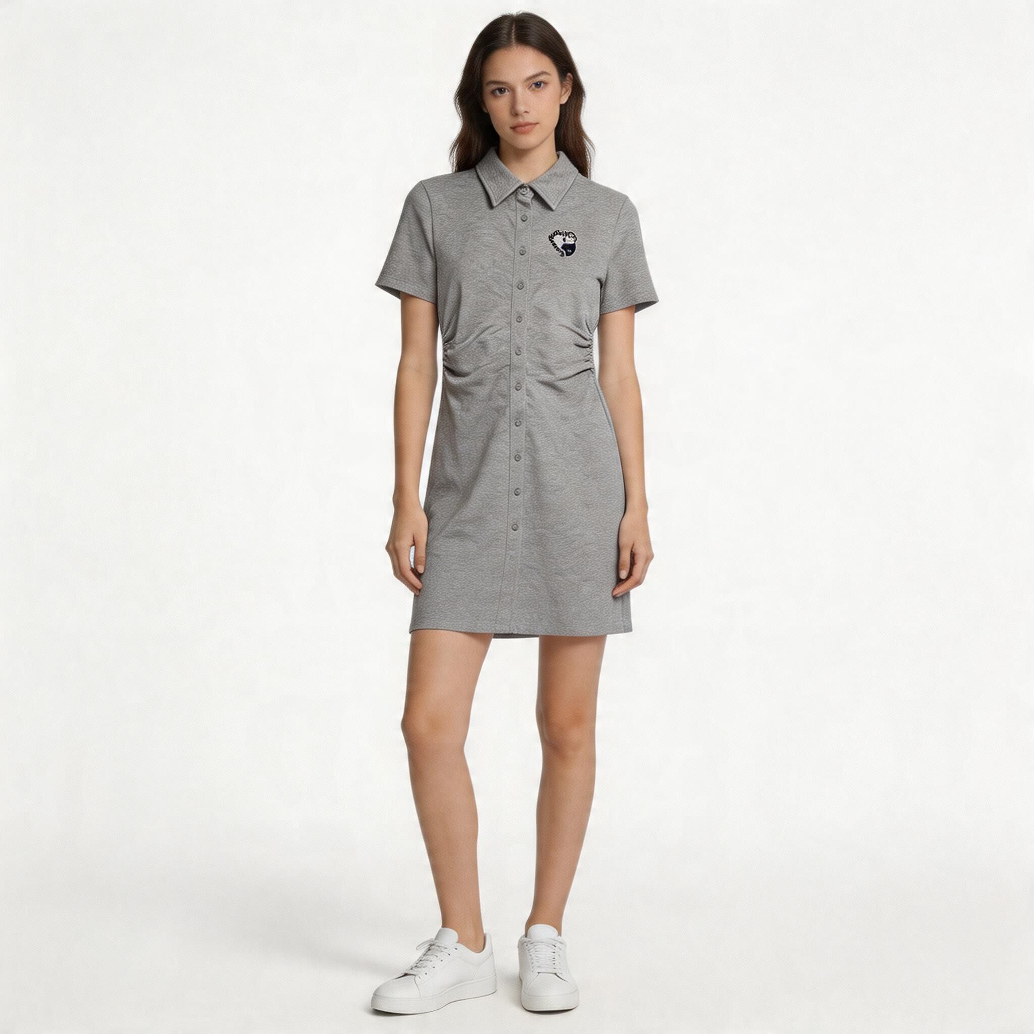 Teenie Weenie简约灰色针织女夏装polo领衬衫裙TTOM26M302Z