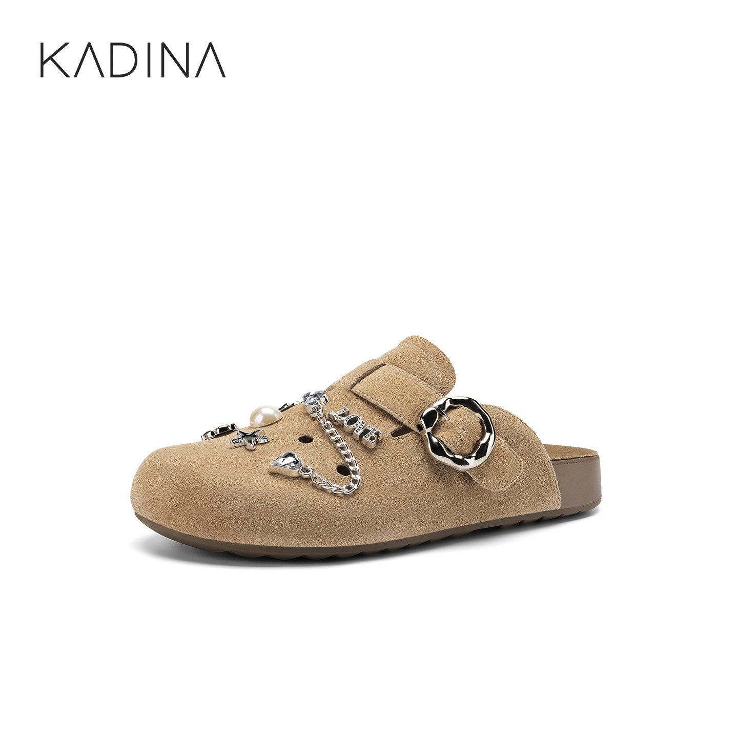 KADINA卡迪娜2026夏可拆卸可搭配钻饰博肯鞋凉鞋拖鞋女KM267506