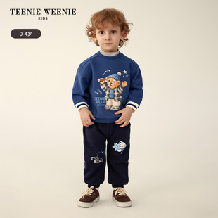 TeenieWeenieKids小熊童装 T0TM24OT02R 24秋冬男宝加绒运动卫裤