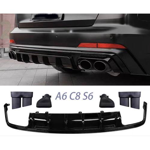 适用于奥迪A6L刀锋款后唇四出尾喉C8S6尾唇排气2019-2024A6L排气