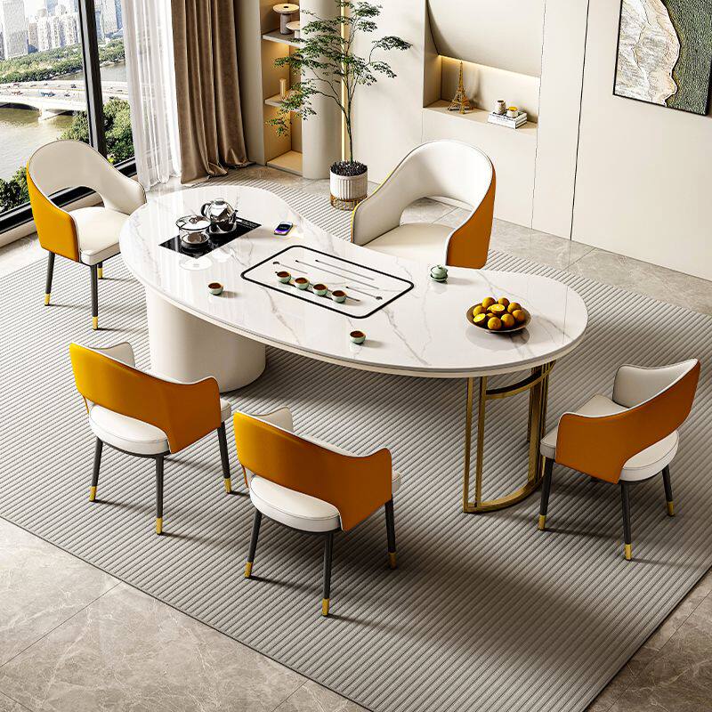 岩板茶台家用现代简约边椅组合一体一整套阳台办公客厅茶几轻奢风