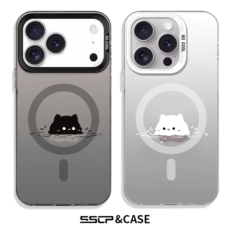 【探头小猫】适用苹果17手机壳新款iphone16promax超火15创意卡通情侣14plus超薄13磁吸air套12个性11不撞款