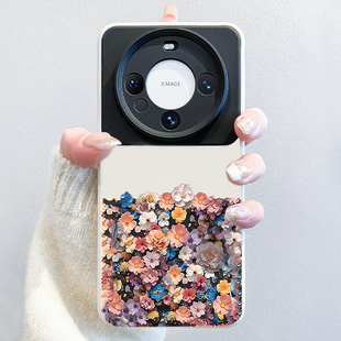 撞色镜头全包40pro超火液态硅胶mt30套 50新款 艺术油画花朵适用华为mate70pro手机壳小众高级感m60pro个性 女款