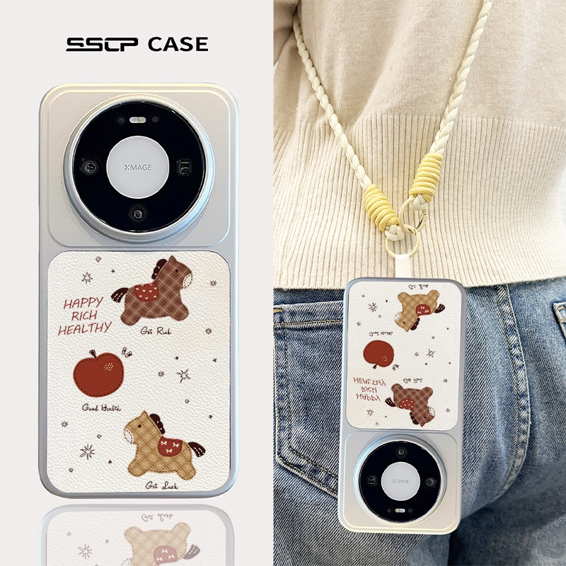 斜挎挂绳适用华为mate80手机壳2026新款pura70pro可爱小马mate70pro女promax小羊皮p80卡通魅特60夏天保护套