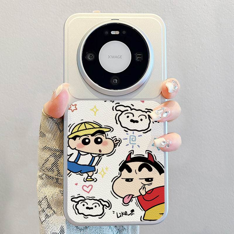 蜡笔小新适用华为mate80手机壳新款pura70pro卡通promax夏天mate70pro+女高级小羊皮p80超好看MT60可爱保护套