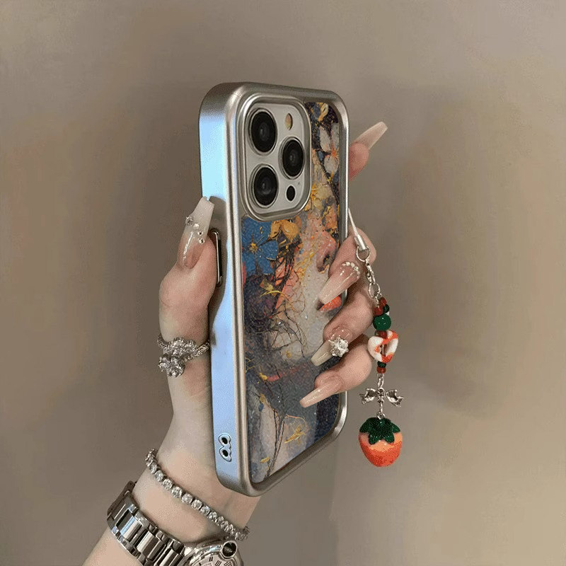 繁花似锦适用苹果16promax手机壳秋冬小羊皮iphone16不撞款15plus小众高级感14全包防摔13PM女款12保护套11软