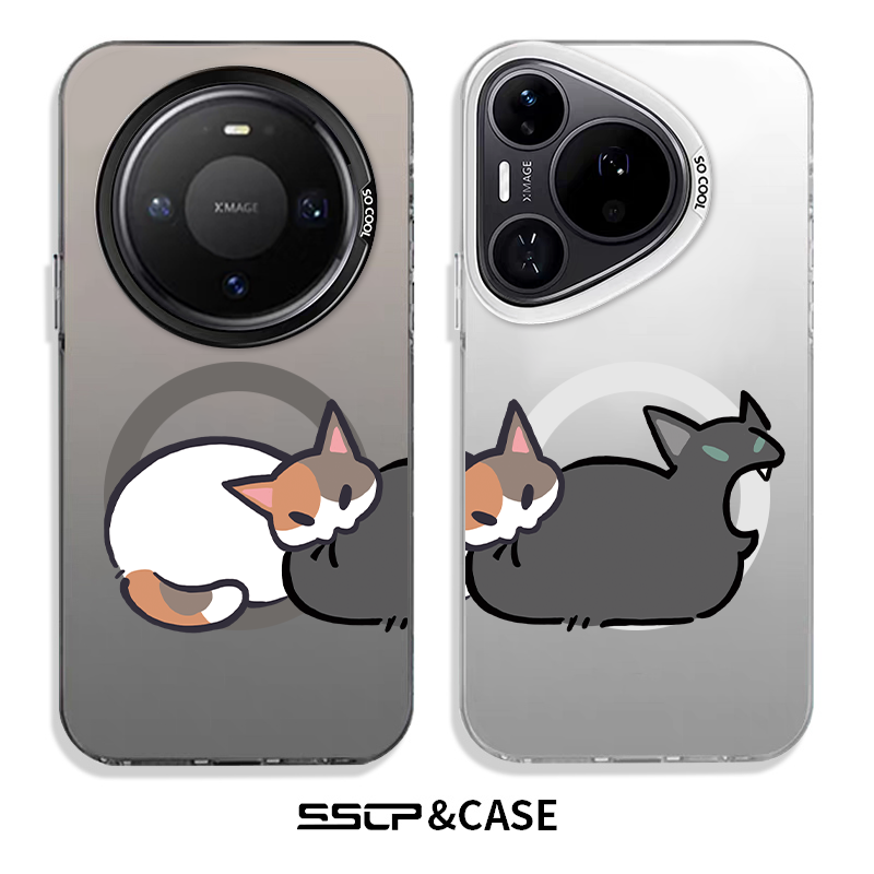 适用华为mate80promax手机壳新款pura70情侣小猫mate60pro磨砂磁吸mt70pro+全包镜头80ultra防摔air女卡通40