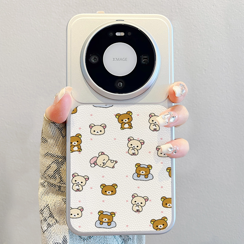 适用华为mate80手机壳新款pura70pro卡通小熊promax夏天mate70pro+女高级小羊皮p80pro超好看MT60可爱保护套