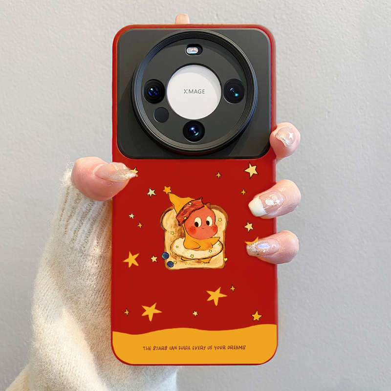 适用华为mate80手机壳2026新款mate70pro超火卡通星星人pura70撞色硅胶防摔promax女60pro+高级感50红色40套