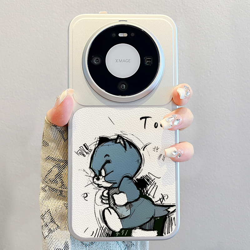 适用华为mate80手机壳新款pura70pro猫和老鼠promax情侣款mate70撞色小羊皮60pro+高级感女p80pro软硅胶卡通