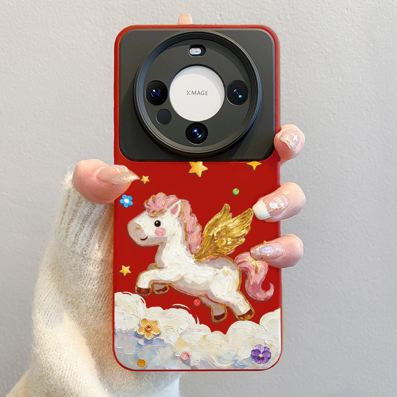 马年限定适用华为mate80promax手机壳2026新款pura70红色mate60pro硅胶70pro+油画卡通ultra防摔女40本命年50