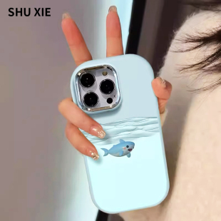 小鲨鱼适用苹果16手机壳新款 12情侣x保护套11软壳plus 15promax创意可爱iphone14pro气囊防摔硅胶13超火女款