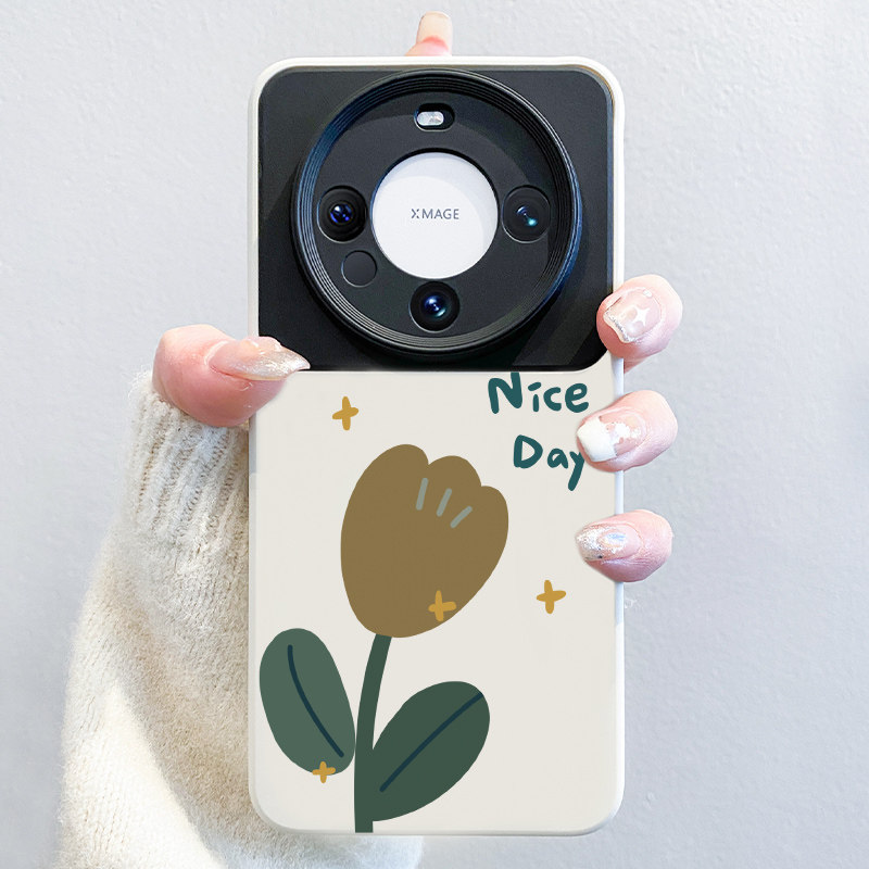 小清新郁金香适用华为mate60pro手机壳新款m40pro小众高级感mt30全包镜头m60网红女款mate50硅胶防摔pro+软壳