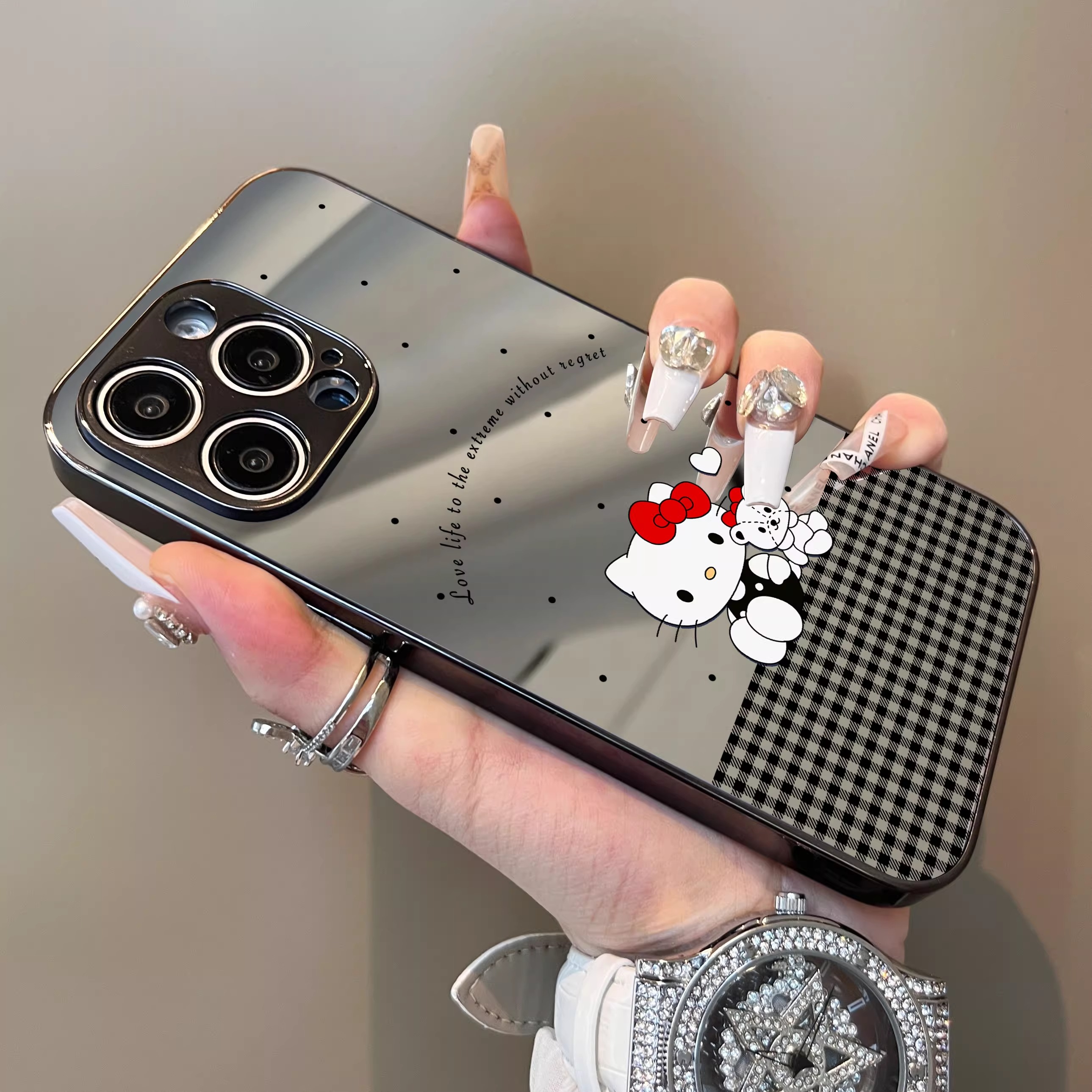 【镜面壳】适用苹果16promax手机壳新款iphone15小众高级感14plus个性女款13pro硅胶防摔Kitty猫12可爱11夏天