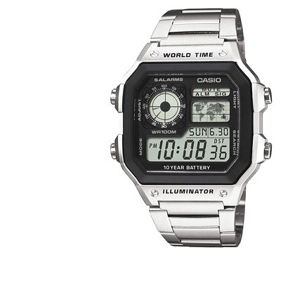 casio卡西欧小方块手表男官方正品运动学生电子表AE-1200WHD-1A