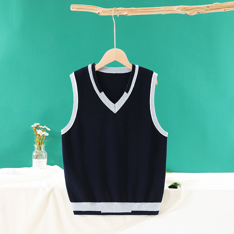 儿童马甲学院风线衣大童棉线校服毛衣男童女宝宝毛线