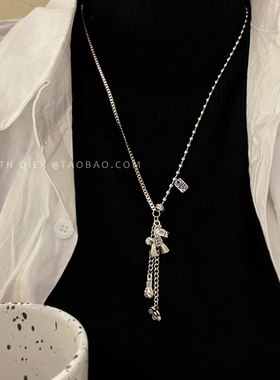 马上有钱复古拼接流苏锁骨链女ins嘻哈个性卫衣链2025新款项链夏