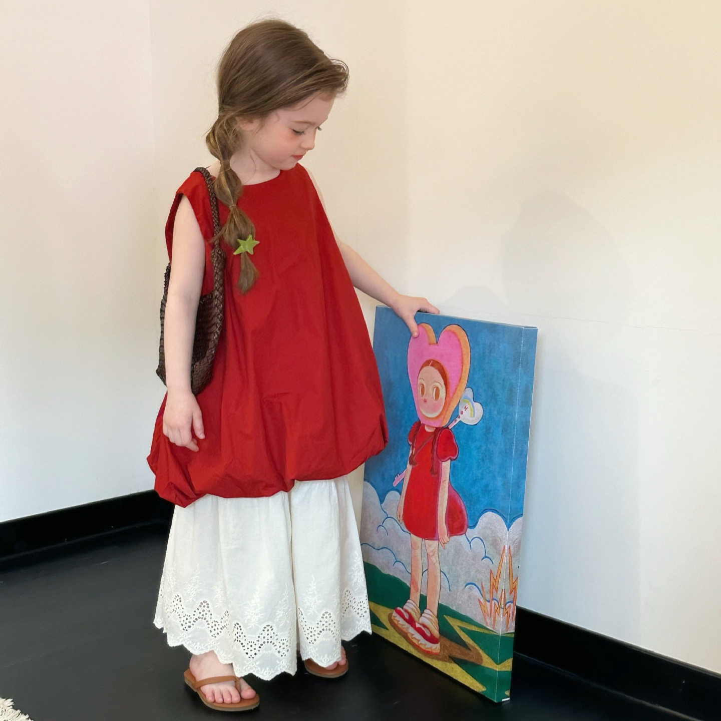 2026夏季新款韩版童装女童花苞型棉布无袖裙子背心裙连衣裙蕾丝边