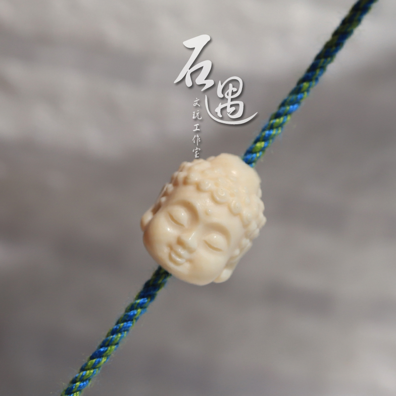 天然猛犸保真牙雕根付释迦摩尼吊坠三通佛头手串文玩配饰个性定制