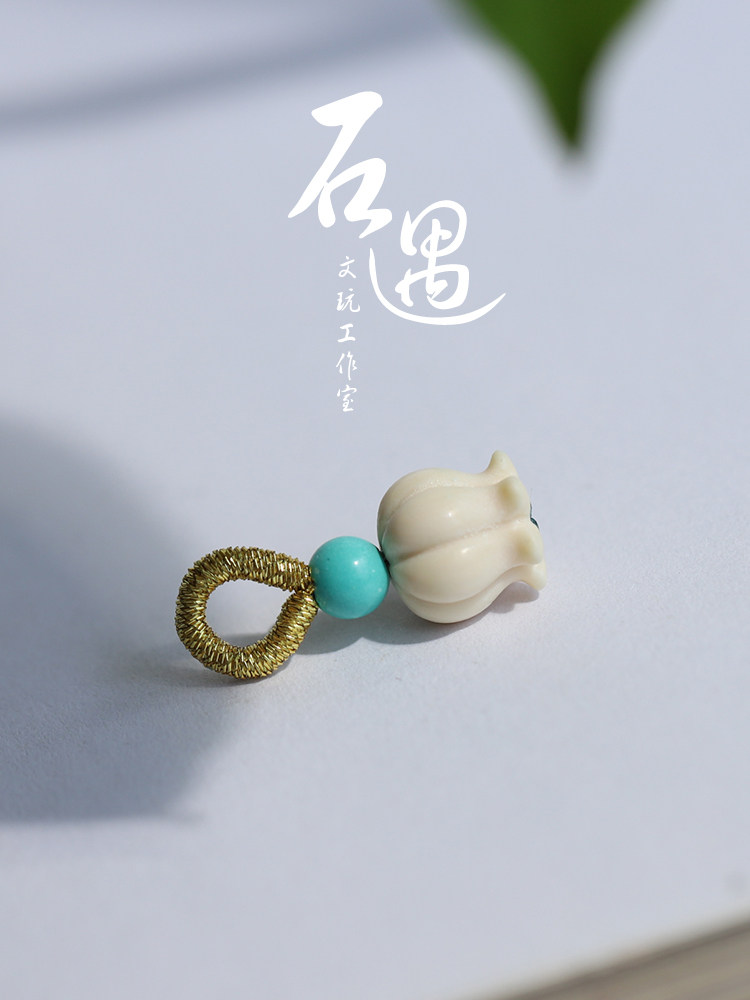 珠配饰保真猛犸牙单铃兰花个性弟提溜手链雕天然文玩手串子颗配珠