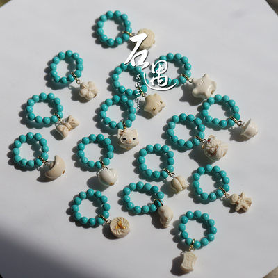 天然猛犸手串文玩配饰跑珠跑环提溜手持侧挂星月菩提串饰仿松石珠