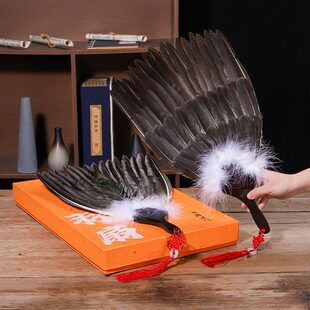 鹅毛扇孔明羽扇诸葛亮同款羽毛扇子三层羽扇工艺扇端午礼品扇子