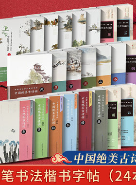 田英章书田雪松硬笔字帖中国绝美古诗词飞花令风诗词练字本楷书入门基础训练钢笔硬笔书法成人字帖（共24本）