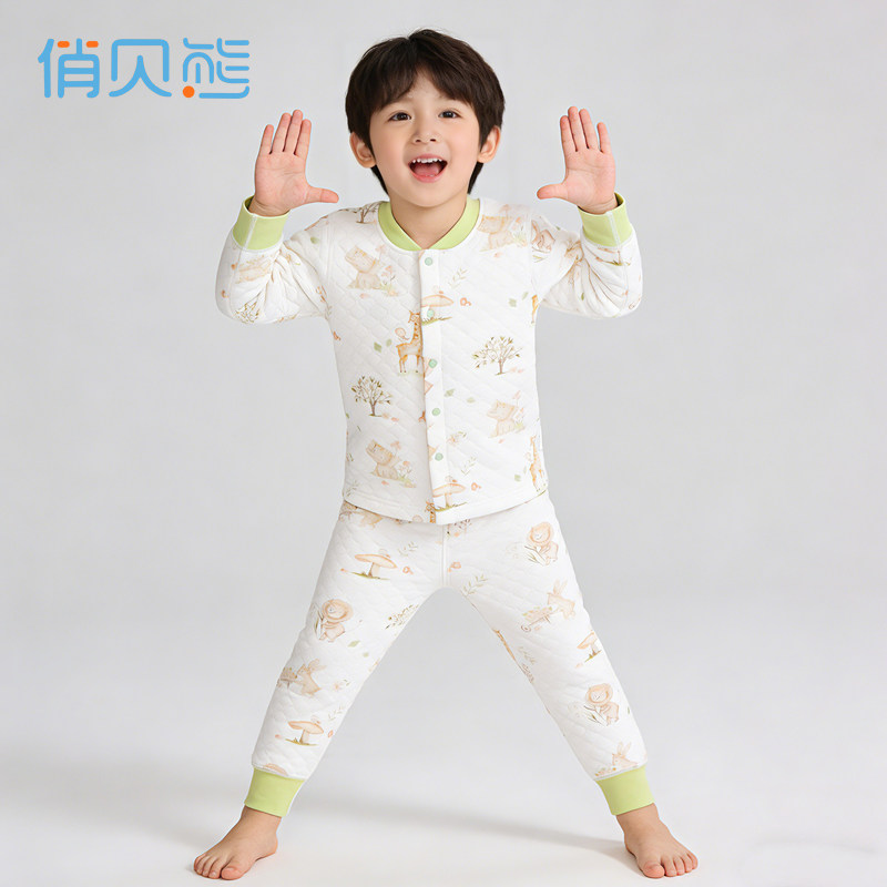 秋冬厚纯棉婴儿保暖内衣分体两件套无骨儿童秋衣秋裤宝宝夹棉套装,童装/婴儿装/亲子装,内衣套装,淘宝优惠券,粉丝福利购,淘宝优惠卷