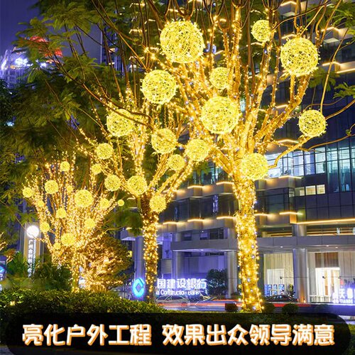 led藤球灯挂树上的彩灯