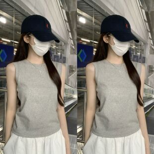 t恤运动无袖 纯棉体恤外穿短袖 坎肩上衣服 夏季 白色吊带背心女新款