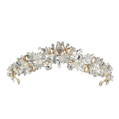 Bridal Crown Baroque Flower Water Diamond Pearl Hairband