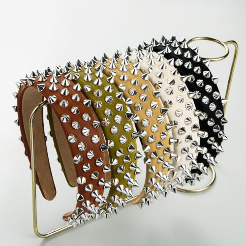 Ins wide edge leather trendy cool style rivet headband
