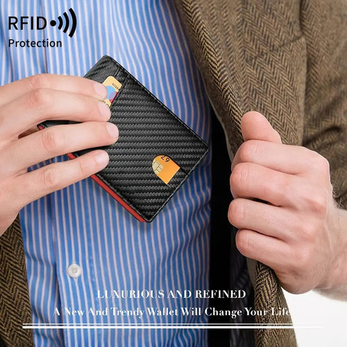Men's Wallet RFID Card Bag Carbon Fiber Pattern Wallet