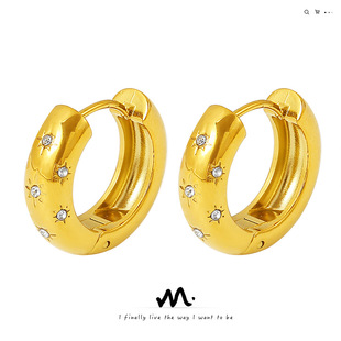 French titanium steel ear rings sell well with 18K ear buckl