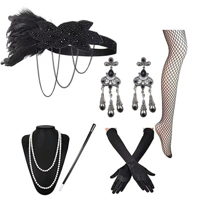 Gatsby 1920s Single Party Retro Feather Hairband Set
