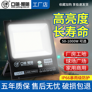 亞明LED戶外照明庭院室外防水探照路燈工程工業車間廠房投光射燈
