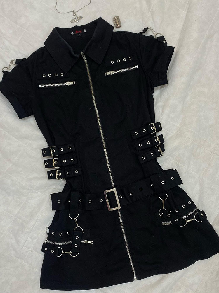 thumbnail for 2026 New Summer Korean Style Slim-Fitting Black Short-Sleeved Dress with Unique and Distinctive Design, Little Black Dress